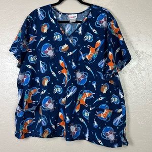 5/$30 Scrubstart women short sleeve multicolor scrub‎ uniform top size 3XL